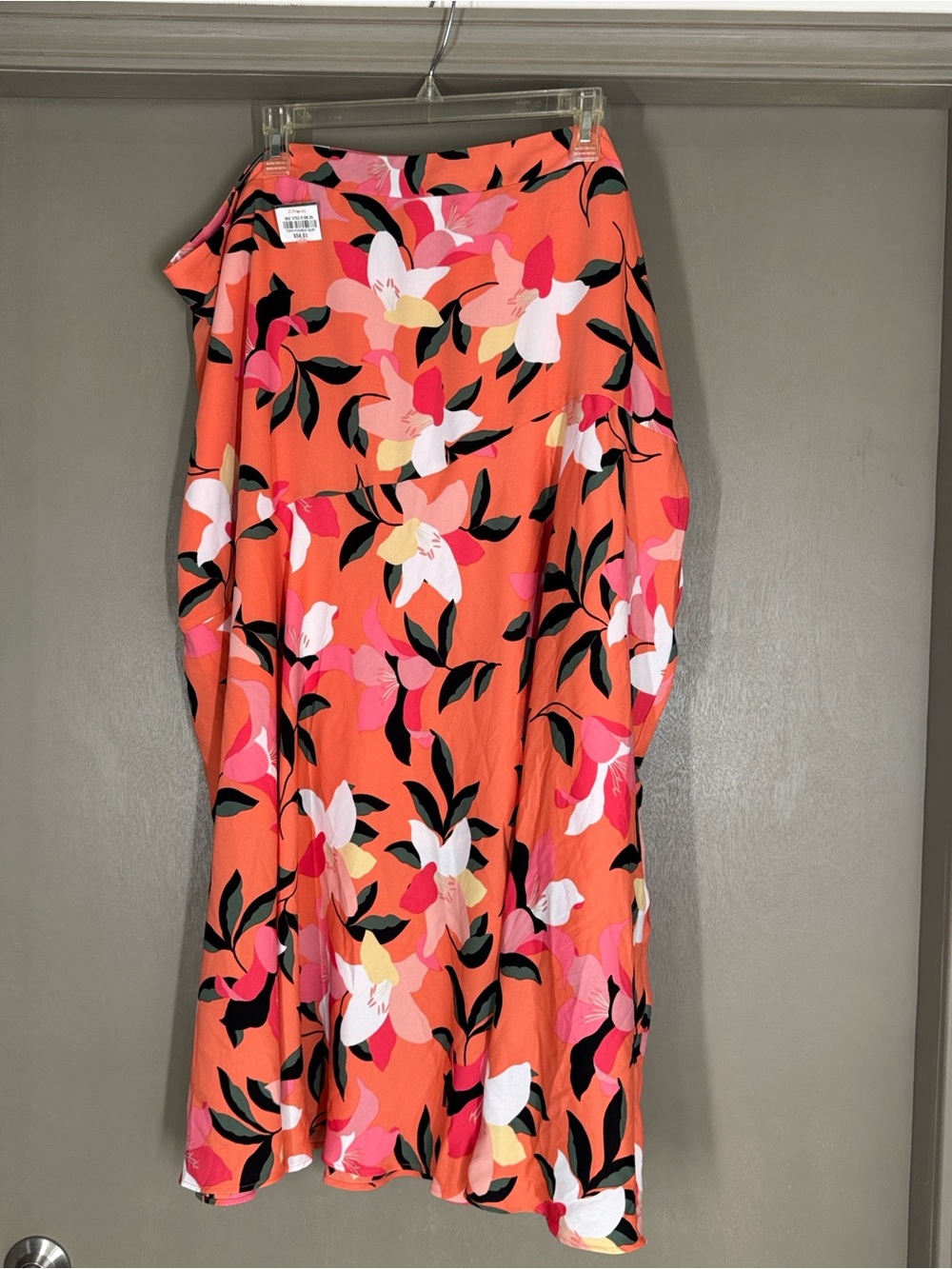 NWT Liz Claiborne Bright Coral Floral Midi Skirt Size 22W